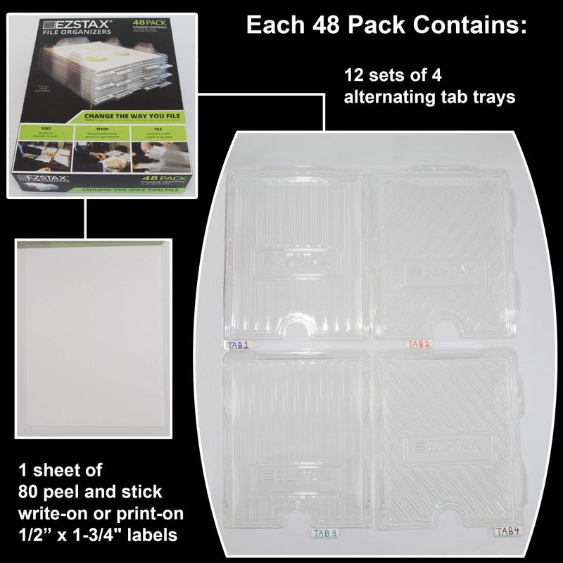 EZSTAX File Organizers - Letter Size, Stackable Trays for Desk - for Office Files, Mail, Documents - 48 Pack - Image 5